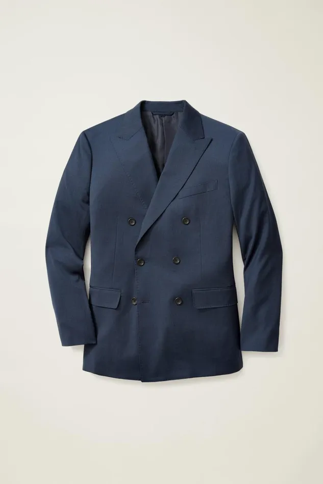 Men Blazers and Sport Coats Bonobos Jetsetter Wool Double Breasted Blazer Light Navy
