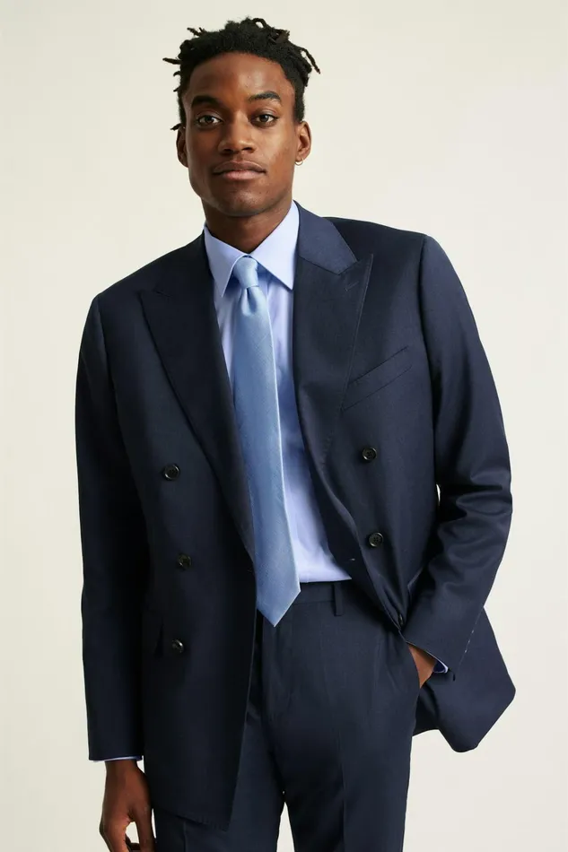 Men Blazers and Sport Coats Bonobos Jetsetter Wool Double Breasted Blazer Light Navy