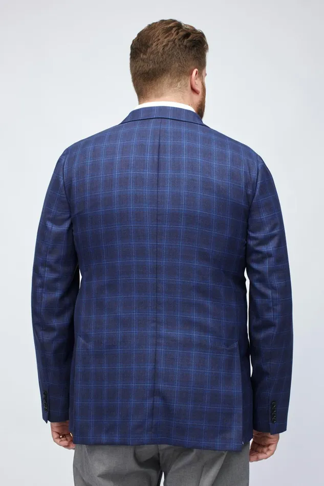 Men Blazers and Sport Coats Bonobos Unconstructed Italian Wool Blazer Extended Sizes Carter Twill Blue Plaid