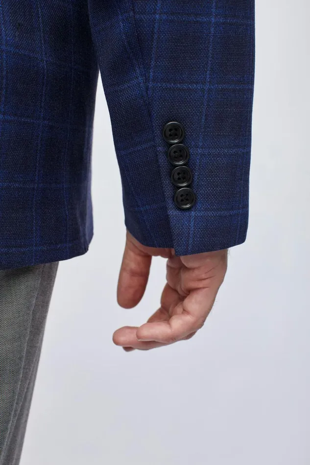 Men Blazers and Sport Coats Bonobos Unconstructed Italian Wool Blazer Extended Sizes Carter Twill Blue Plaid