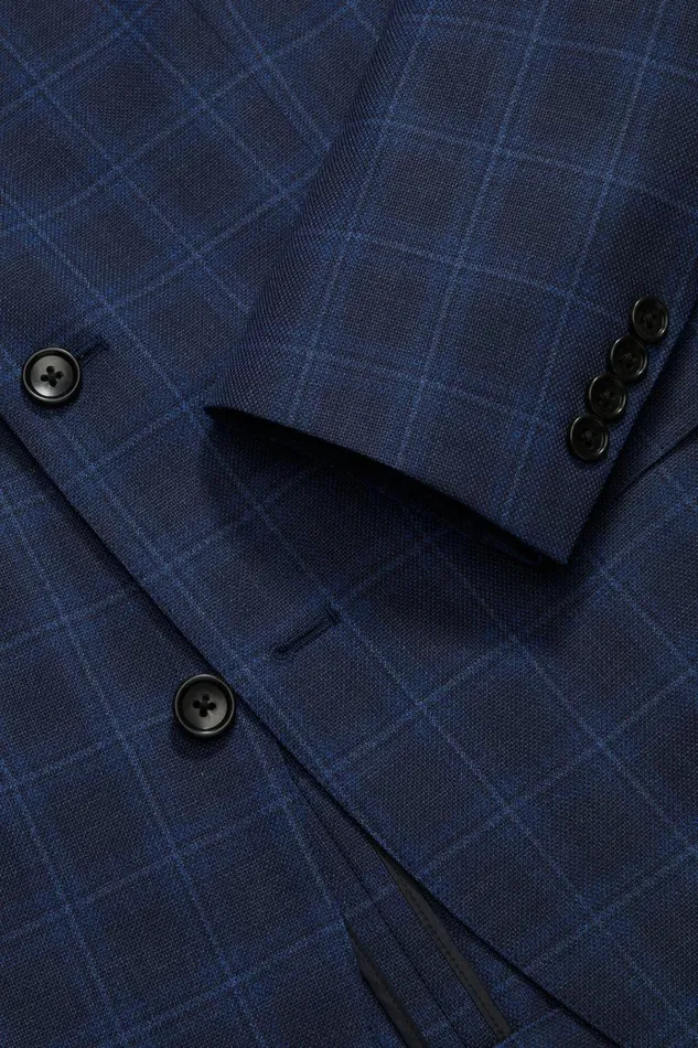 Men Blazers and Sport Coats Bonobos Unconstructed Italian Wool Blazer Extended Sizes Carter Twill Blue Plaid