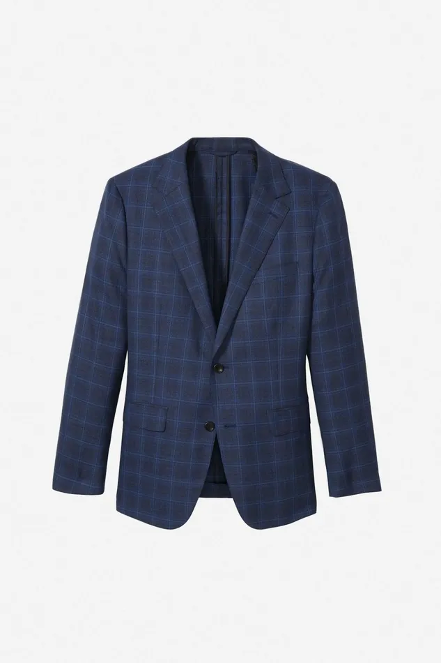 Men Blazers and Sport Coats Bonobos Unconstructed Italian Wool Blazer Extended Sizes Carter Twill Blue Plaid