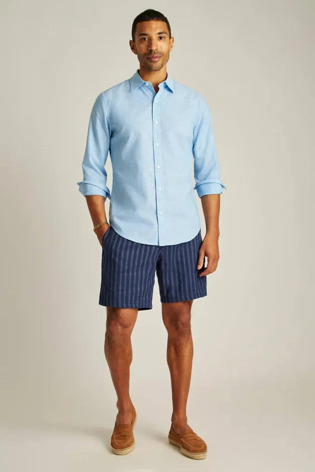 Men Business Casual Shirts Bonobos Easy Linen Shirt Light Blue