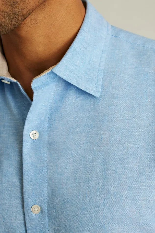 Men Business Casual Shirts Bonobos Easy Linen Shirt Light Blue