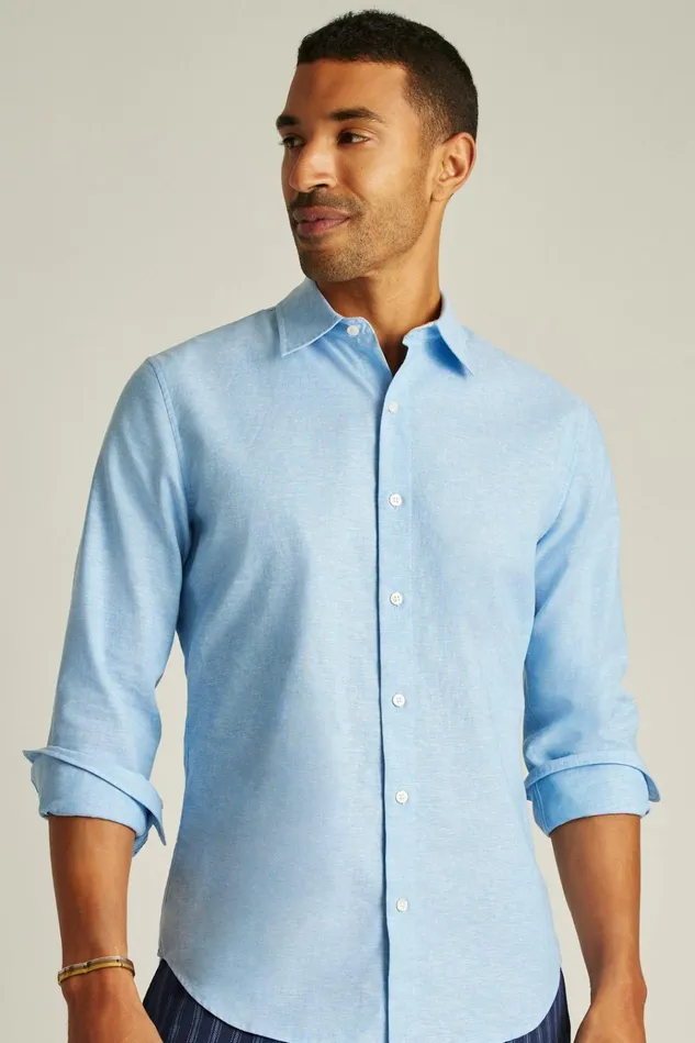 Men Business Casual Shirts Bonobos Easy Linen Shirt Light Blue