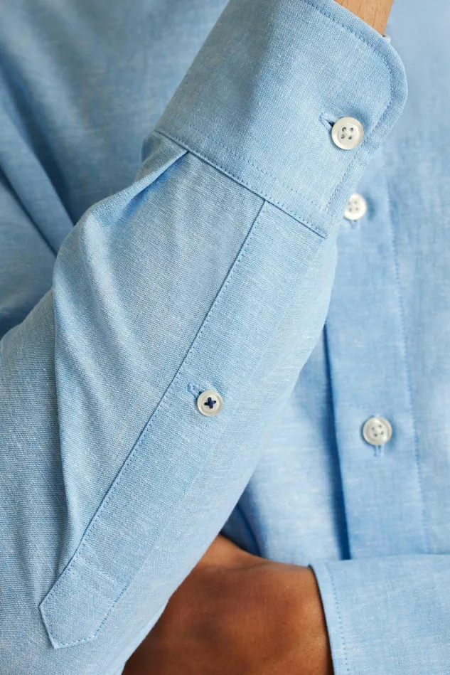 Men Business Casual Shirts Bonobos Easy Linen Shirt Light Blue