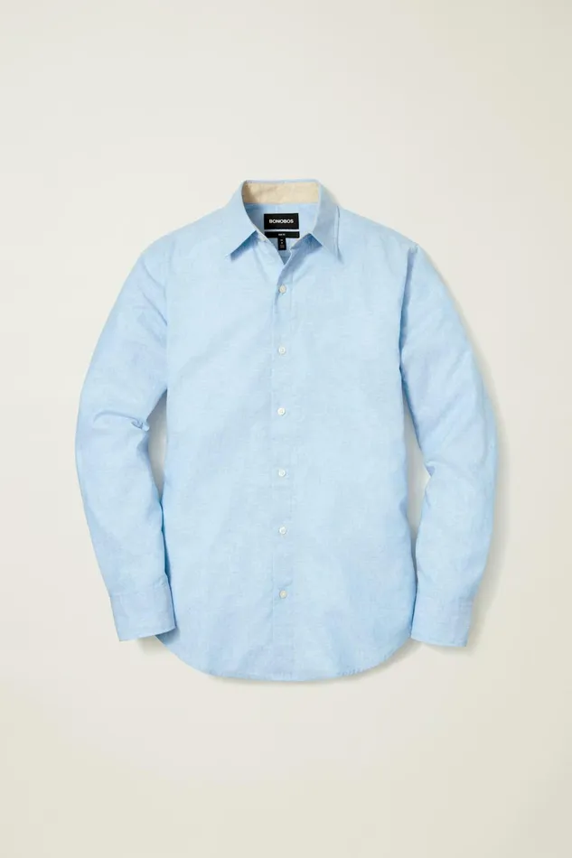 Men Business Casual Shirts Bonobos Easy Linen Shirt Light Blue