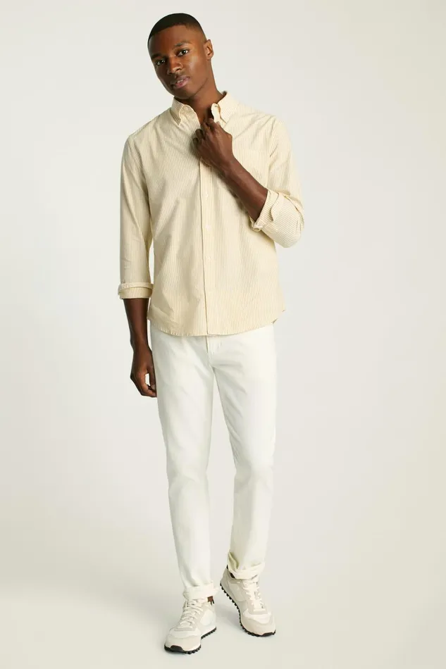 Men Business Casual Shirts Bonobos Everyday Oxford Shirt Gold Chelsea Stripe