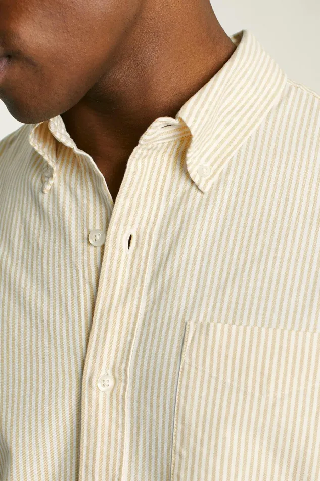Men Business Casual Shirts Bonobos Everyday Oxford Shirt Gold Chelsea Stripe