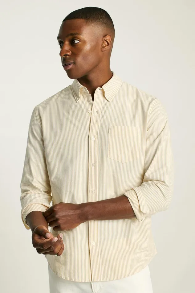 Men Business Casual Shirts Bonobos Everyday Oxford Shirt Gold Chelsea Stripe