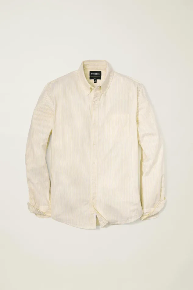 Men Business Casual Shirts Bonobos Everyday Oxford Shirt Gold Chelsea Stripe