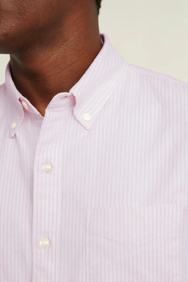 Men Business Casual Shirts Bonobos Everyday Oxford Shirt Pink Classic Stripe