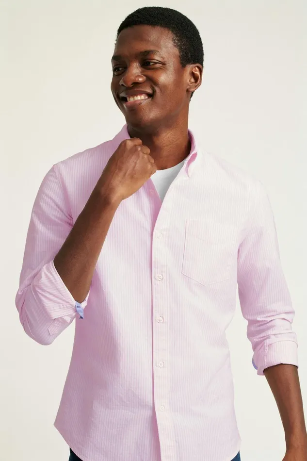Men Business Casual Shirts Bonobos Everyday Oxford Shirt Pink Classic Stripe