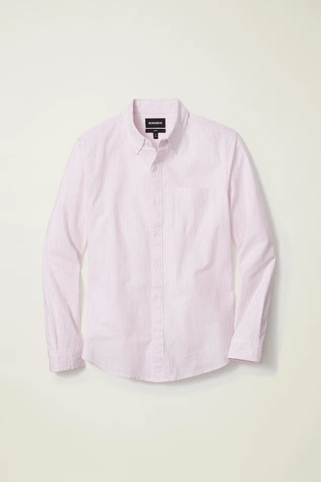 Men Business Casual Shirts Bonobos Everyday Oxford Shirt Pink Classic Stripe