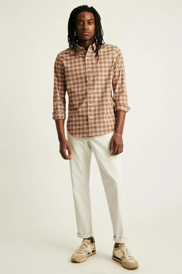 Men Business Casual Shirts Bonobos Everyday Shirt Brown Leon Plaid