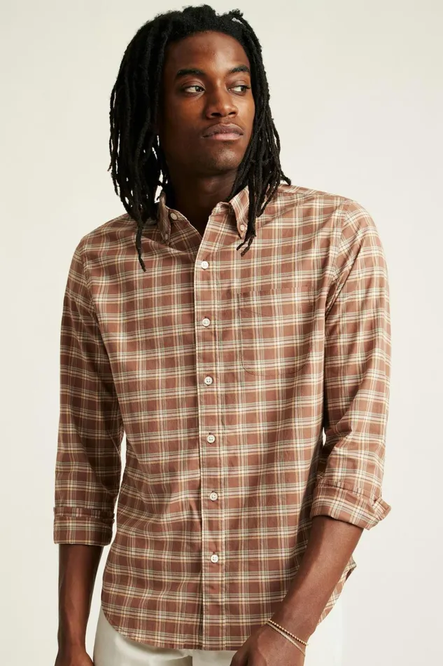 Men Business Casual Shirts Bonobos Everyday Shirt Brown Leon Plaid