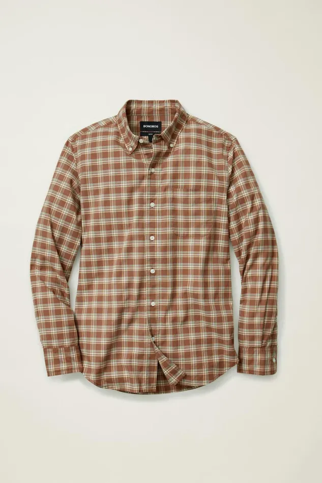 Men Business Casual Shirts Bonobos Everyday Shirt Brown Leon Plaid