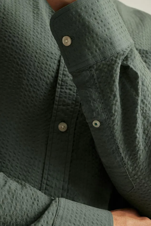 Men Business Casual Shirts Bonobos Everyday Shirt Deep Sage Seersucker