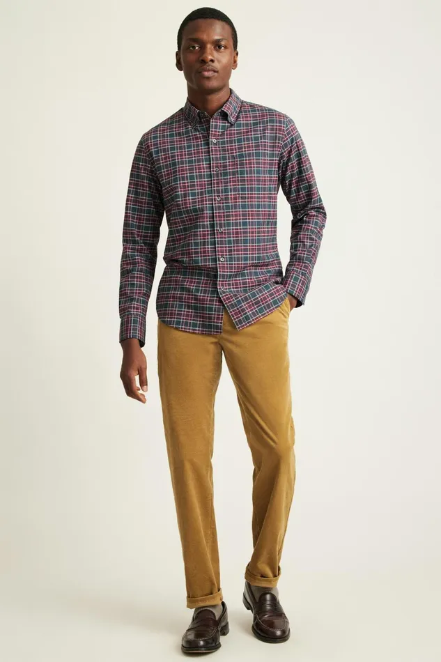 Men Business Casual Shirts Bonobos Everyday Shirt Navy Burgundy Plaid