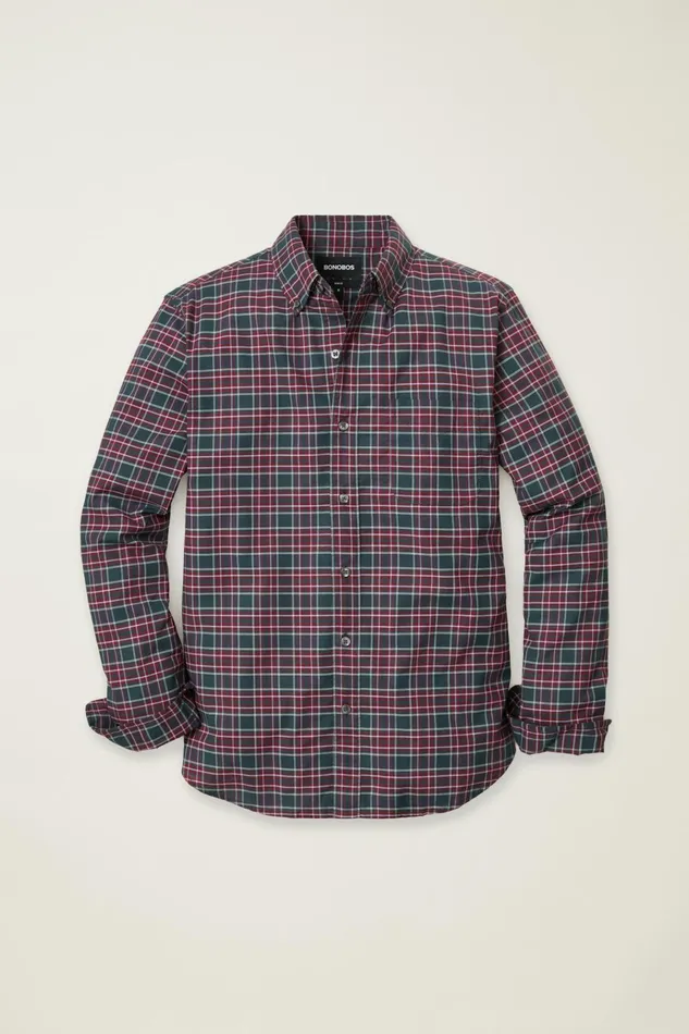 Men Business Casual Shirts Bonobos Everyday Shirt Navy Burgundy Plaid