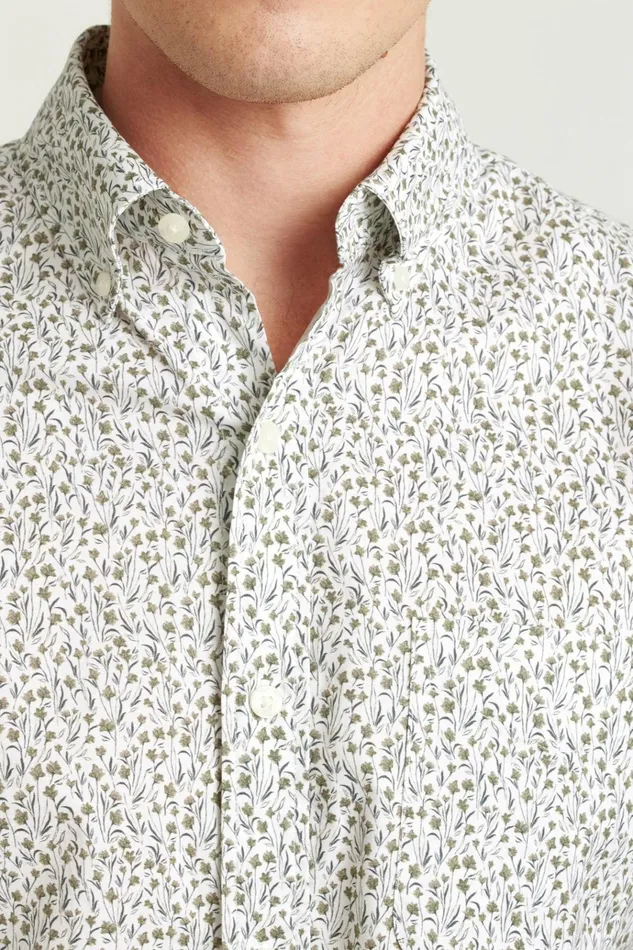 Men Business Casual Shirts Bonobos Everyday Shirt Olive Floral Scatter