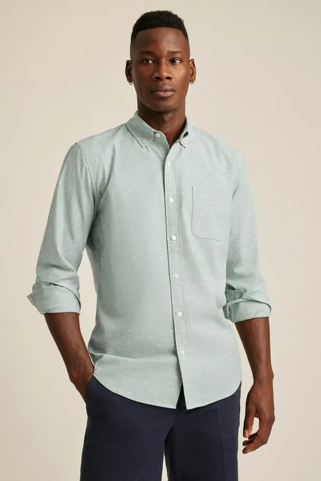 Men Business Casual Shirts Bonobos Everyday Shirt Sage Chambray Dobby Dot