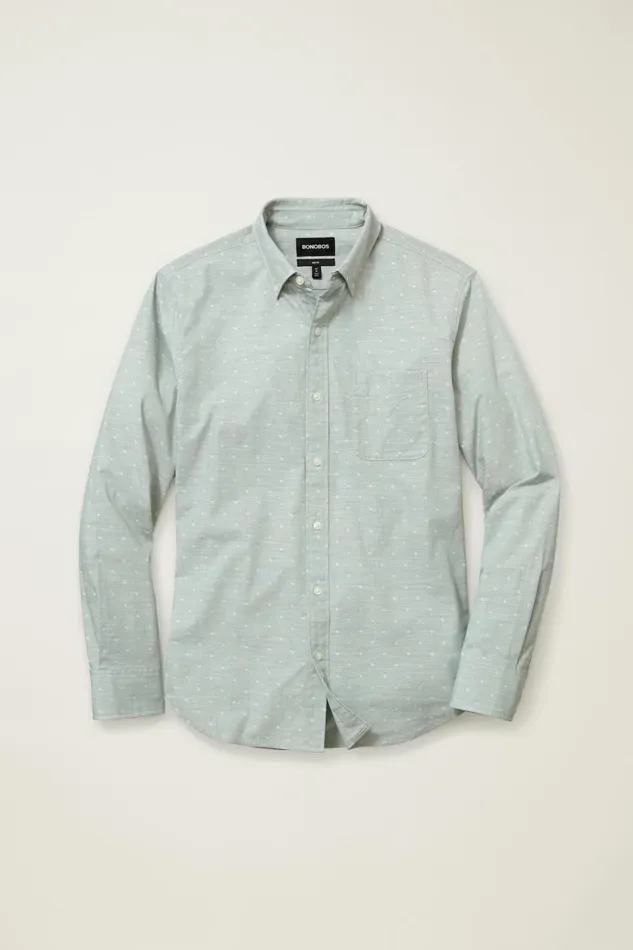 Men Business Casual Shirts Bonobos Everyday Shirt Sage Chambray Dobby Dot