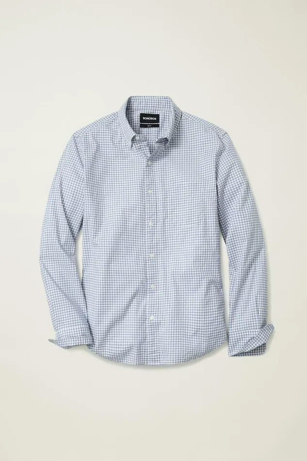 Men Business Casual Shirts Bonobos Everyday Shirt Sky White Gingham