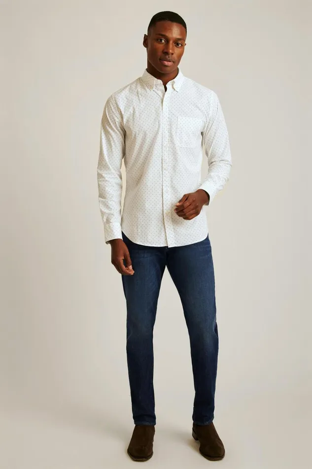 Men Business Casual Shirts Bonobos Everyday Shirt White Green Dot