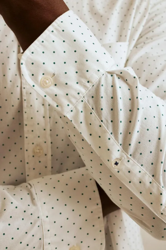 Men Business Casual Shirts Bonobos Everyday Shirt White Green Dot