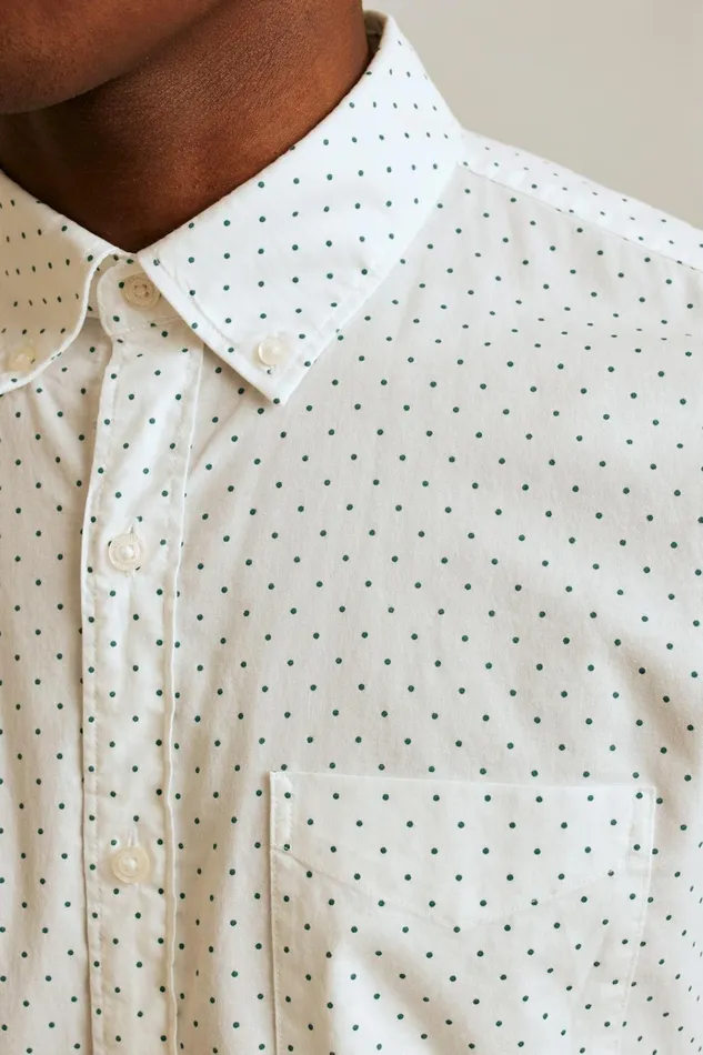 Men Business Casual Shirts Bonobos Everyday Shirt White Green Dot