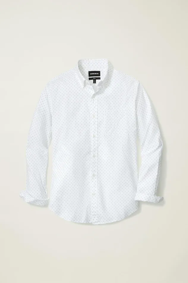 Men Business Casual Shirts Bonobos Everyday Shirt White Green Dot