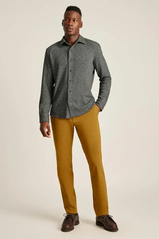 Men Business Casual Shirts Bonobos Heavyweight Jersey Shirt Charcoal Herringbone