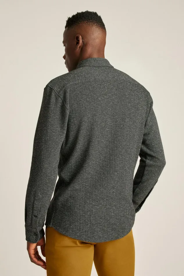 Men Business Casual Shirts Bonobos Heavyweight Jersey Shirt Charcoal Herringbone