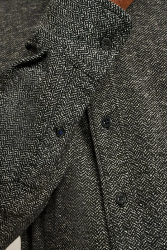 Men Business Casual Shirts Bonobos Heavyweight Jersey Shirt Charcoal Herringbone