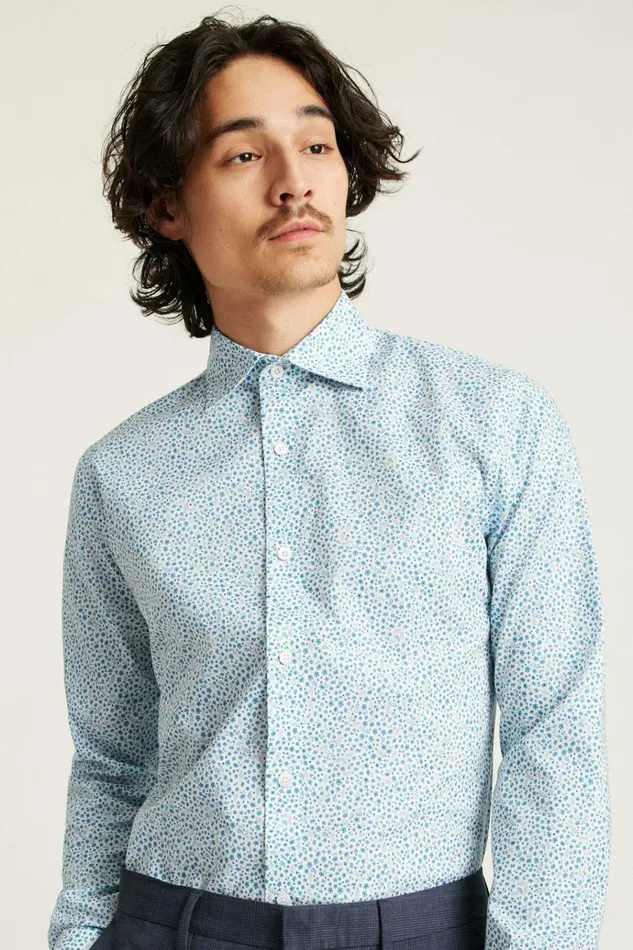 Men Business Casual Shirts Bonobos Jetsetter Stretch Dress Shirt Blue Bordeta Floral