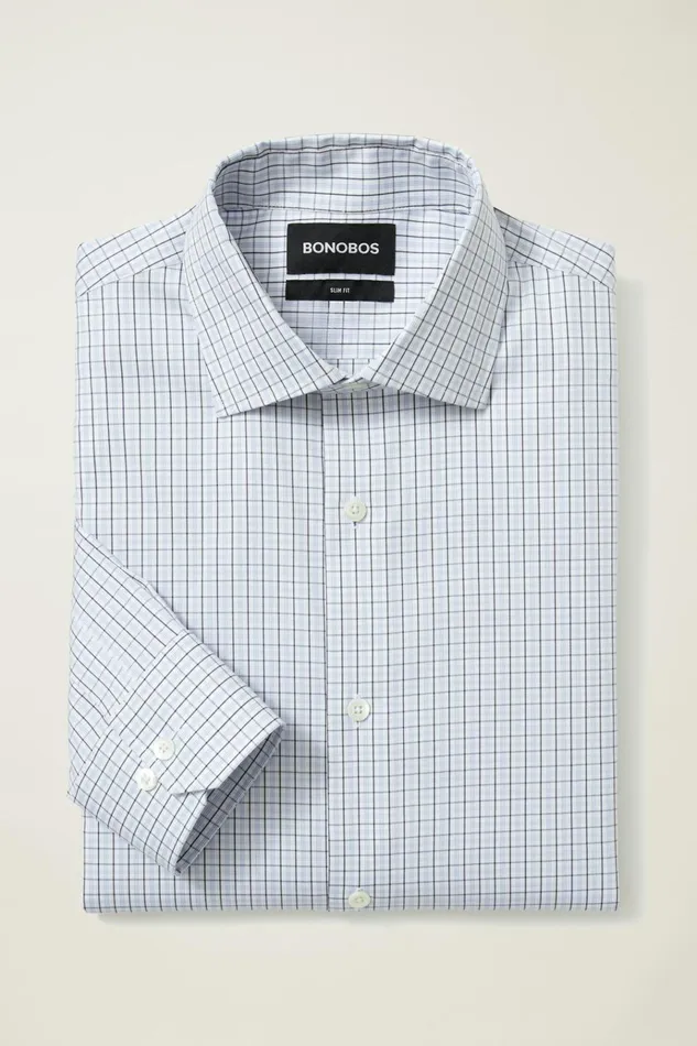 Men Business Casual Shirts Bonobos Jetsetter Stretch Dress Shirt Blue Burney Plaid