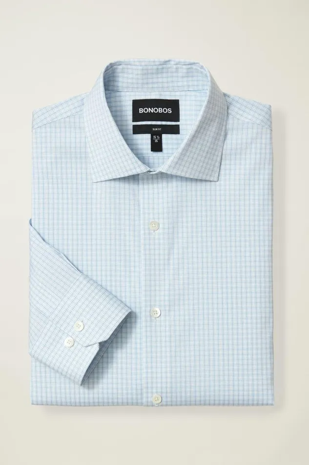Men Business Casual Shirts Bonobos Jetsetter Stretch Dress Shirt Blue Enzo Plaid