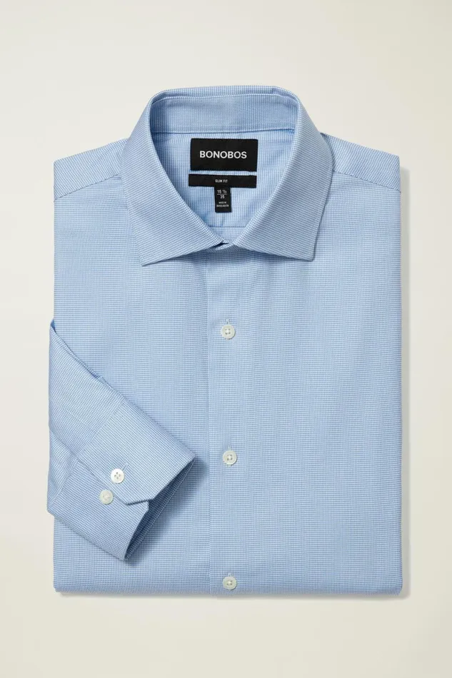 Men Business Casual Shirts Bonobos Jetsetter Stretch Dress Shirt Blue Texture