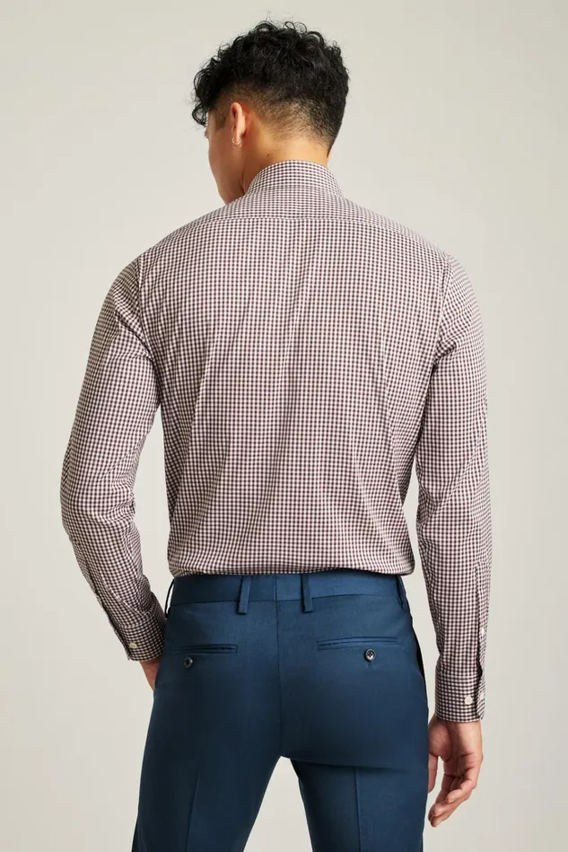Men Business Casual Shirts Bonobos Jetsetter Stretch Dress Shirt Burgundy Check