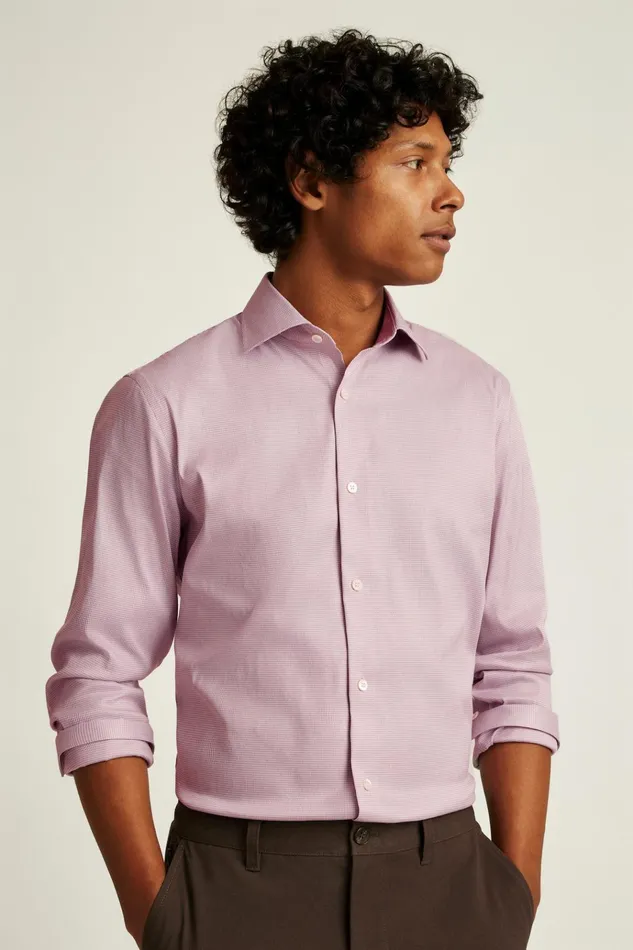 Men Business Casual Shirts Bonobos Jetsetter Stretch Dress Shirt Mauve Micro Houndstooth