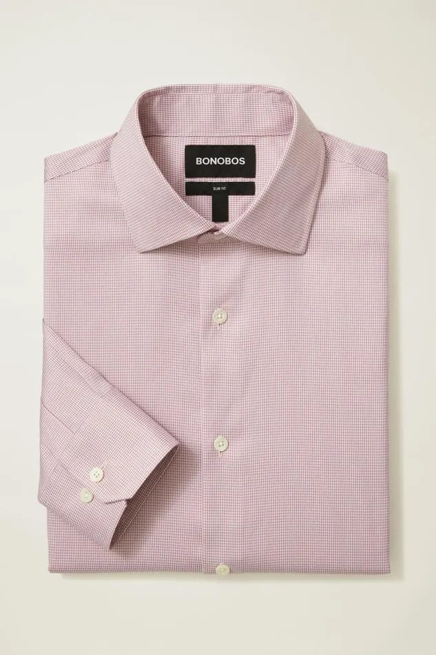 Men Business Casual Shirts Bonobos Jetsetter Stretch Dress Shirt Mauve Micro Houndstooth