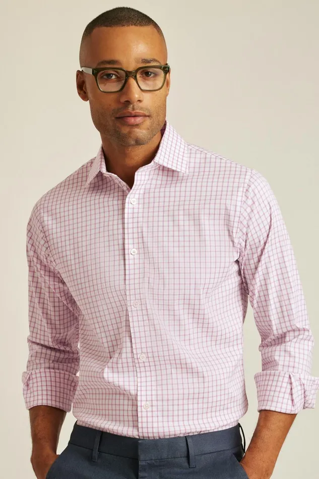 Men Business Casual Shirts Bonobos Jetsetter Stretch Dress Shirt Mauve Orchid Check