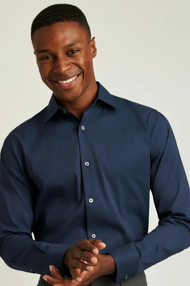 Men Business Casual Shirts Bonobos Jetsetter Stretch Dress Shirt Navy Herringbone