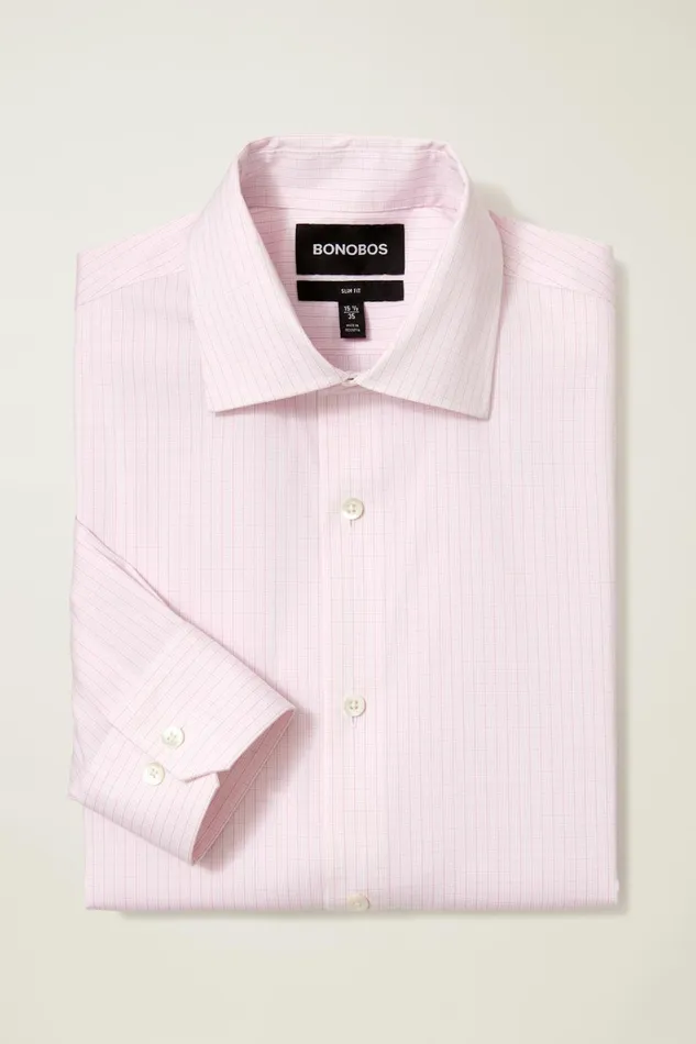 Men Business Casual Shirts Bonobos Jetsetter Stretch Dress Shirt Pink Enzo Plaid