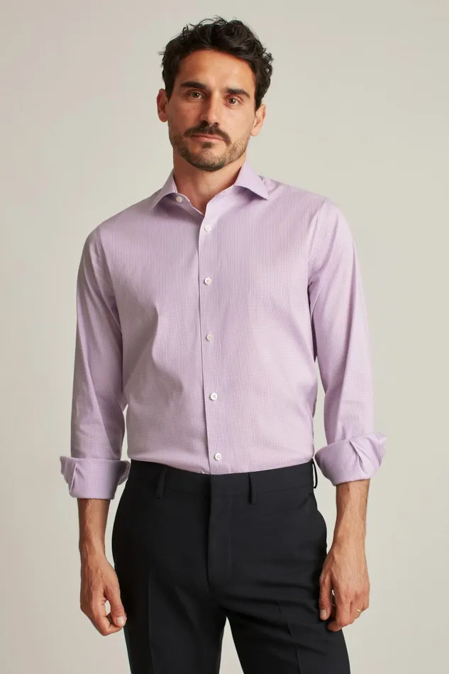 Men Business Casual Shirts Bonobos Jetsetter Stretch Dress Shirt Purple Mini Gingham