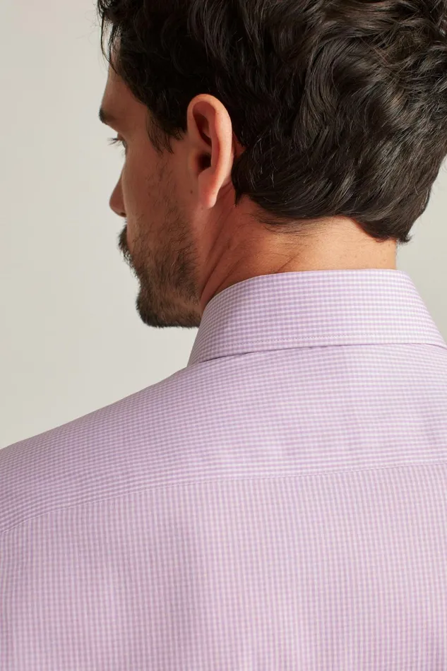 Men Business Casual Shirts Bonobos Jetsetter Stretch Dress Shirt Purple Mini Gingham