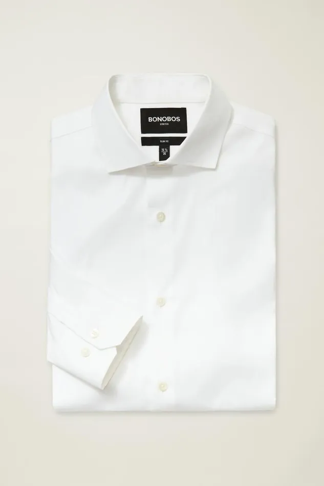 Men Business Casual Shirts Bonobos Jetsetter Stretch Dress Shirt Solid White