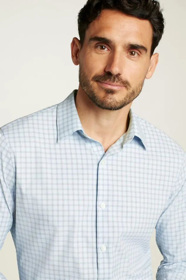 Men Business Casual Shirts Bonobos Tech Button Down Shirt Blue Bander Plaid