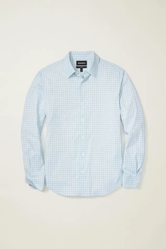 Men Business Casual Shirts Bonobos Tech Button Down Shirt Blue Bander Plaid